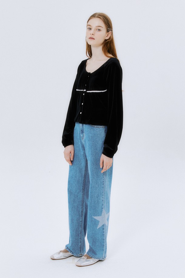 MARGARIN FINGERS - 데님 - [22FW]  STAR DENIM PANTS (LIGHT BLUE)