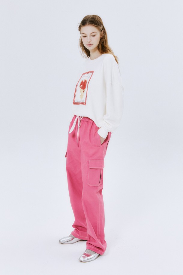 MARGARIN FINGERS - 롱/미디팬츠 - [22FW] RIBBON CARGO PANTS (PINK)