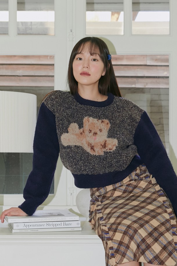 MARGARIN FINGERS - 스웨터 - [22WINTER] TEDDY PULLOVER (NAVY)