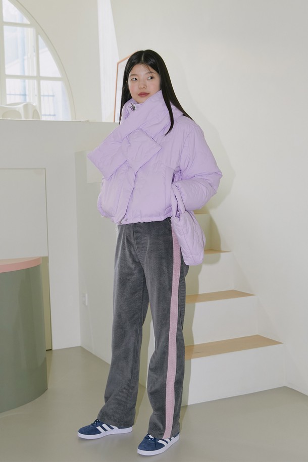 MARGARIN FINGERS - 롱/미디팬츠 - [22WINTER] COLOR BLOCK CORDUROY PANTS (CHARCOAL)