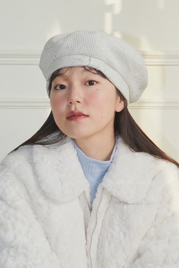 MARGARIN FINGERS - 모자 - [22WINTER] RIBBON TWEED BERET (IVORY)