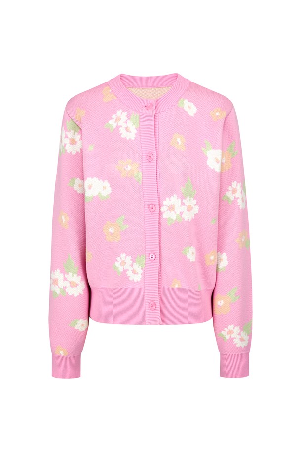 MARGARIN FINGERS - 가디건 - [22SS] SPRING FLOWER CARDIGAN (PINK)