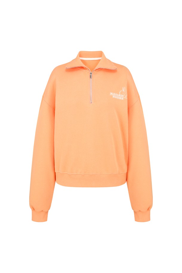 MARGARIN FINGERS - 스웻셔츠 - [22SS] RABBIT LOGO HALF ZIP UP (LIGHT ORANGE)