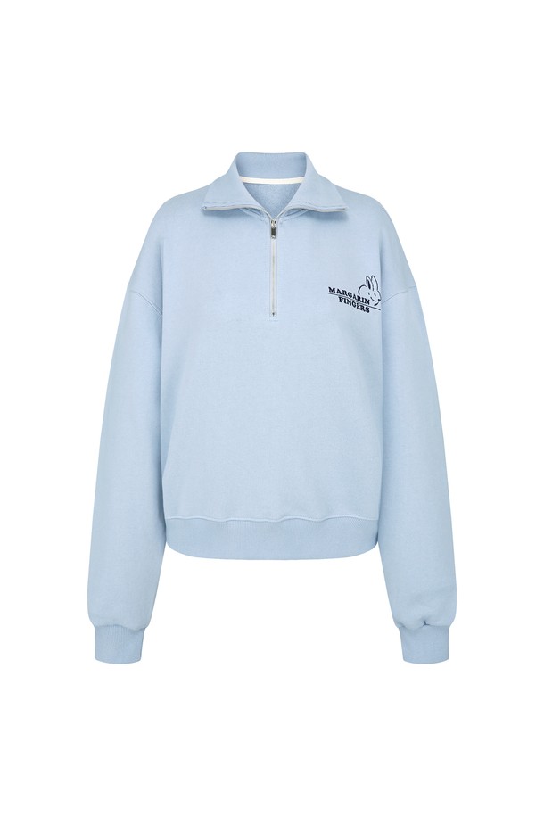 MARGARIN FINGERS - 스웻셔츠 - [22SS] RABBIT LOGO HALF ZIP UP (LIGHT BLUE)