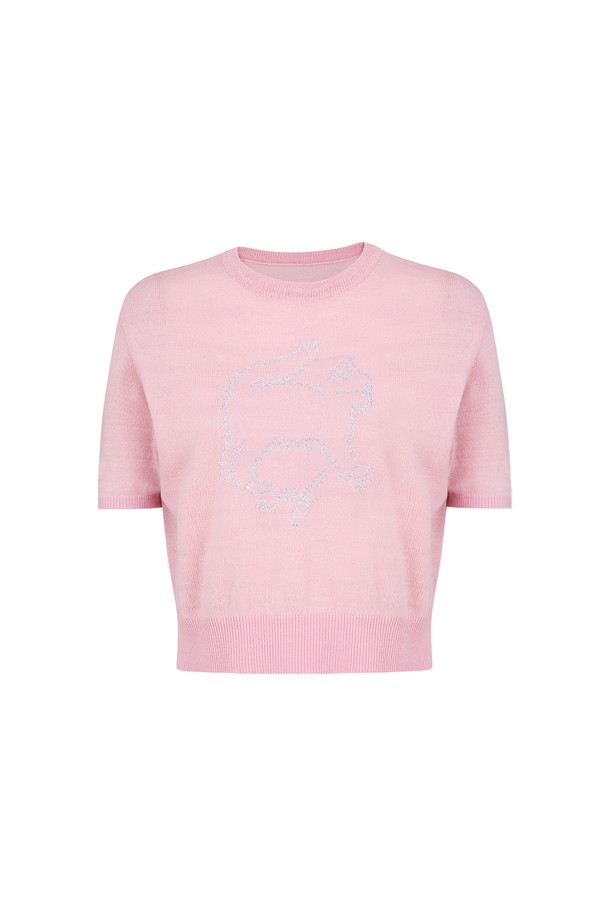 MARGARIN FINGERS - 스웨터 - [22SS] KITTY CROP KNIT (LIGHT PINK)