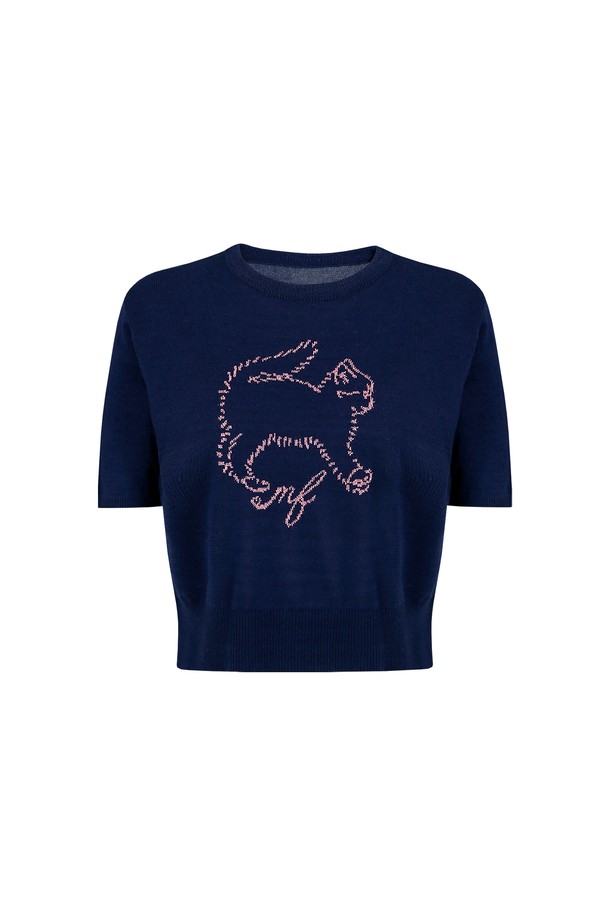 22SS] KITTY CROP KNIT (NAVY)_MARGARIN FINGERS