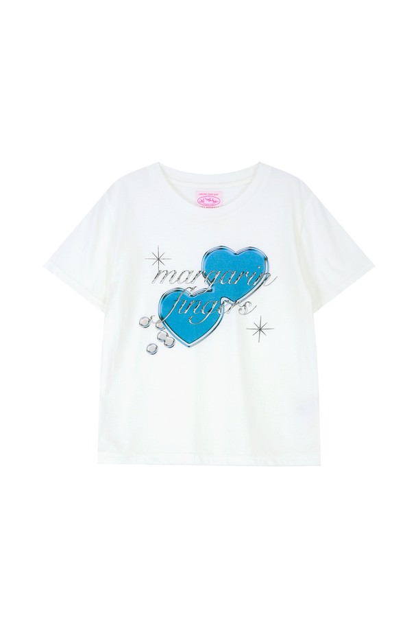 MARGARIN FINGERS - 반소매 티셔츠 - [22SS SUMMER] METAL HEART T-SHIRT (WHITE)