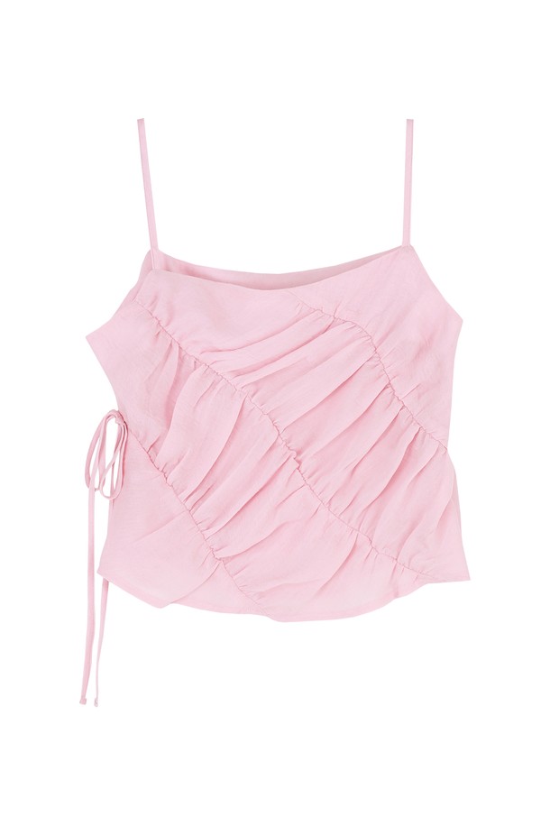 MARGARIN FINGERS - 민소매티셔츠 - [22SS SUMMER] RIBBON SHIRRING TOP (LIGHT PINK)