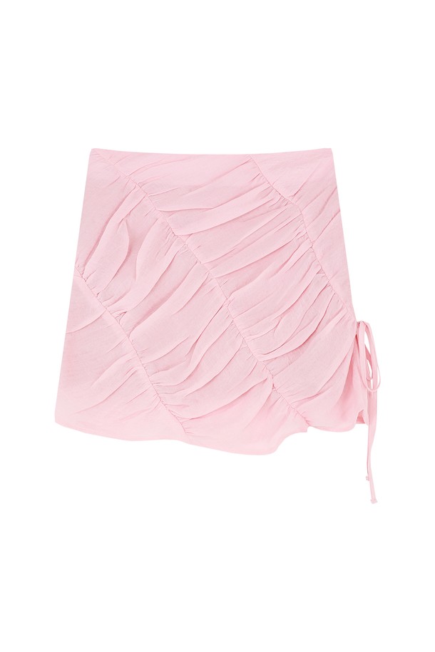 MARGARIN FINGERS - 미니스커트 - [22SS SUMMER] RIBBON SHIRRING SKIRT (LIGHT PINK)