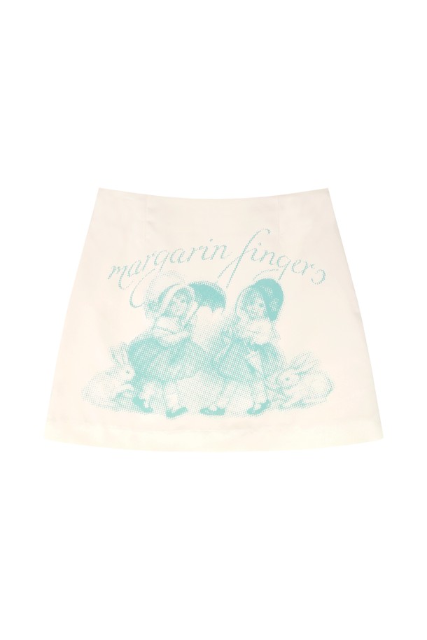 MARGARIN FINGERS - 미니스커트 - [22SS SUMMER] TWIN GRAPHIC SKIRT (CREAM)