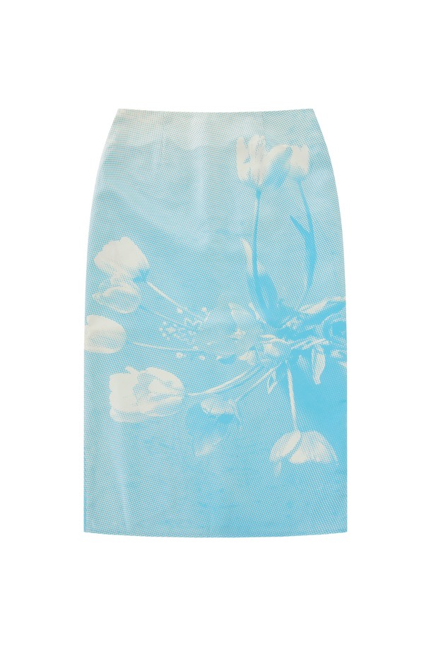 MARGARIN FINGERS - 미니스커트 - [22SS SUMMER] FLOWER BITMAP SKIRT (BLUE)