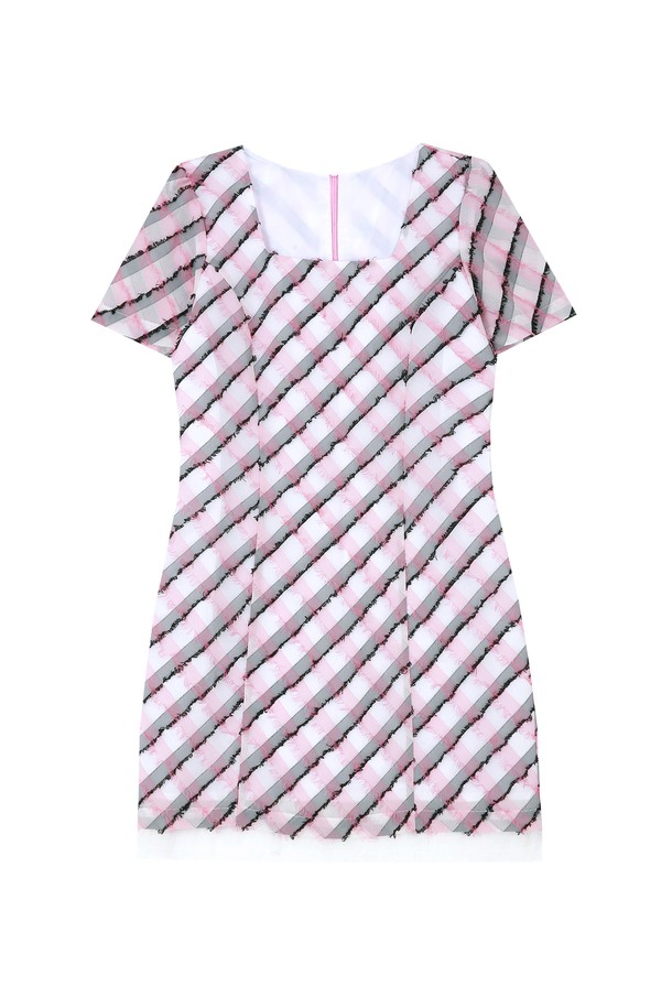 MARGARIN FINGERS - 반소매 원피스 - [22SS SUMMER] BIBI SQUARE NECK ONEPIECE (PINK)