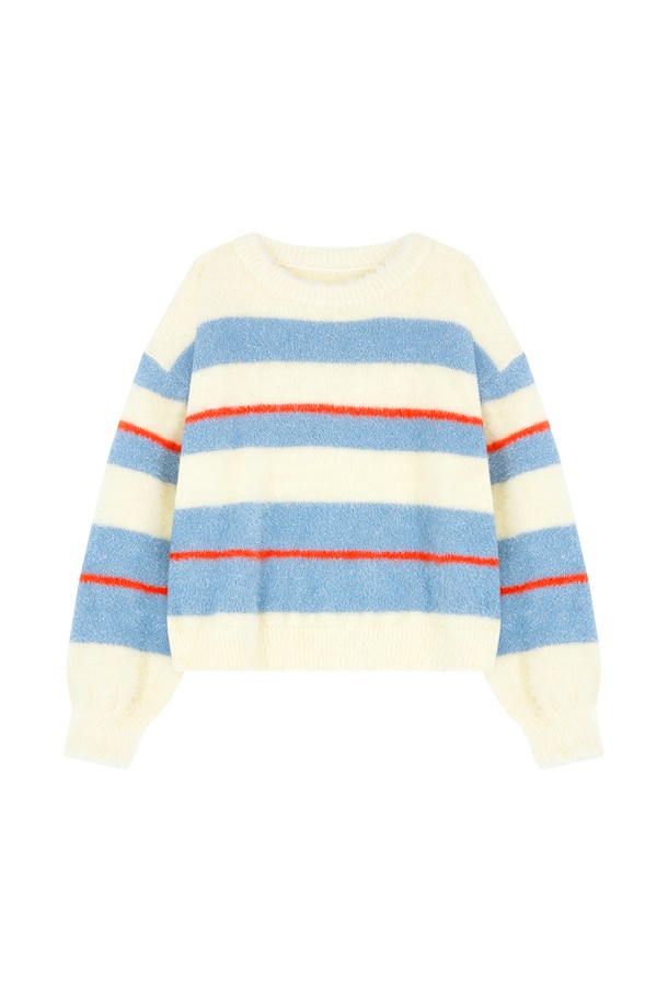 MARGARIN FINGERS - 스웨터 - [22WINTER] STRIPE BRUSH PULLOVER (BLUE)