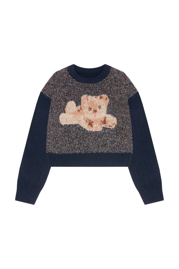 MARGARIN FINGERS - 스웨터 - [22WINTER] TEDDY PULLOVER (NAVY)