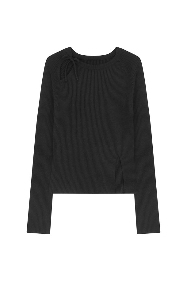 MARGARIN FINGERS - 스웨터 - [22WINTER] RIBBON CUT OUT KNIT (BLACK)