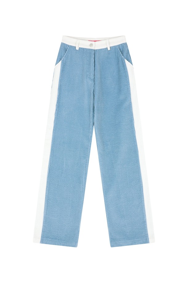 MARGARIN FINGERS - 롱/미디팬츠 - [22WINTER] COLOR BLOCK CORDUROY PANTS (LIGHT BLUE)