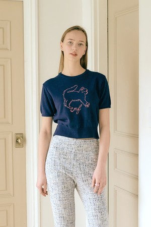 [22SS] KITTY CROP KNIT (NAVY)