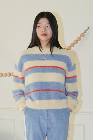 [22WINTER] STRIPE BRUSH PULLOVER (BLUE)