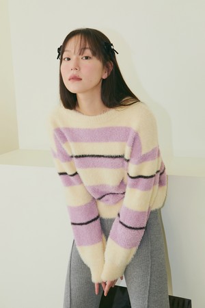 [22WINTER] STRIPE BRUSH PULLOVER (PURPLE)