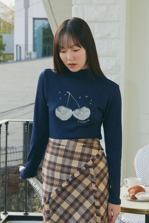 [22WINTER] CHERRY RIB HIGHNECK TOP (NAVY)