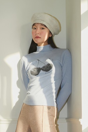 [22WINTER] CHERRY RIB HIGHNECK TOP (LIGHT BLUE)