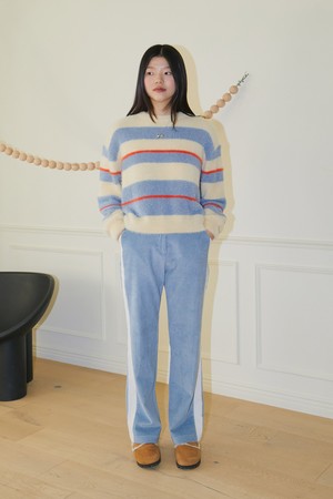 [22WINTER] COLOR BLOCK CORDUROY PANTS (LIGHT BLUE)