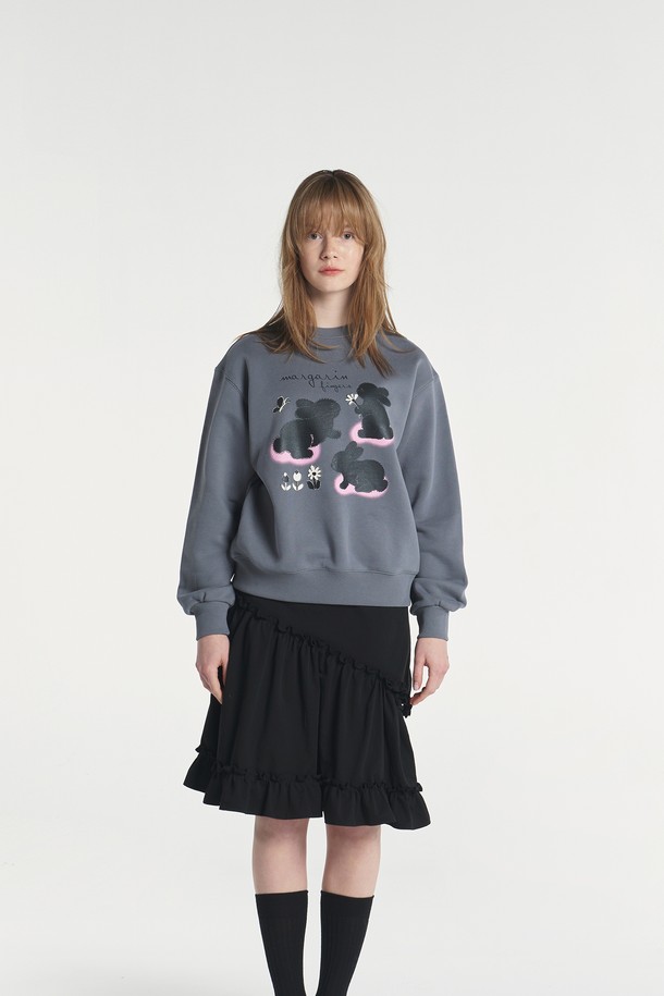 MARGARIN FINGERS - 스웻셔츠 - [23SPRING] BUNNIES SWEAT SHIRT (CHARCOAL)