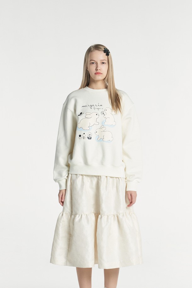 MARGARIN FINGERS - 스웻셔츠 - [23SPRING] BUNNIES SWEAT SHIRT (CREAM)