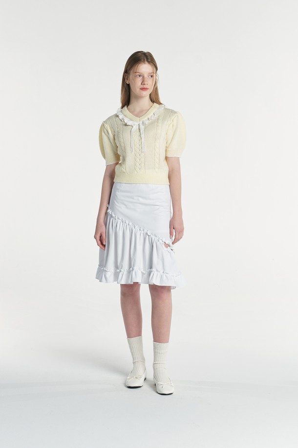 23SPRING] CUT OUT FRILL SKIRT (WHITE)_MARGARIN FINGERS