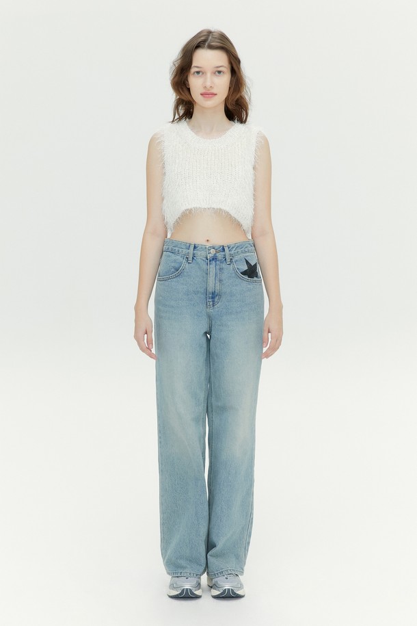 MARGARIN FINGERS - 데님 - [23FW] STAR POCKET DENIM PANTS (LIGHT BLUE)