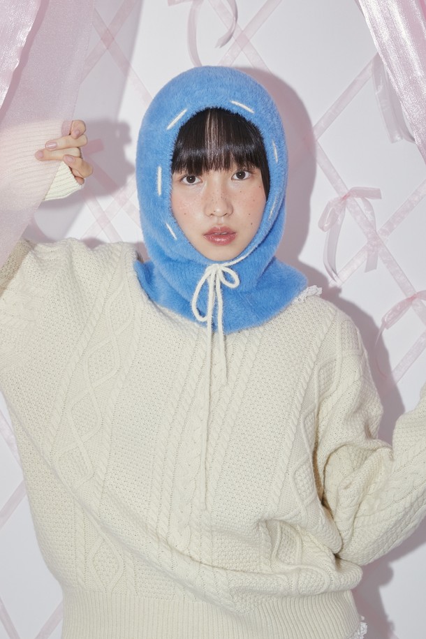 MARGARIN FINGERS - 모자 - [23WINTER] STITCH BRUSH BALACLAVA (BLUE)