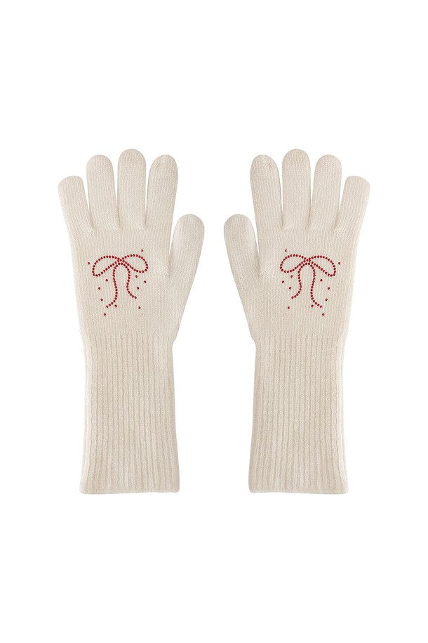 MARGARIN FINGERS - 기타 - [23WINTER] RIBBON HOTFIX GLOVES (IVORY)