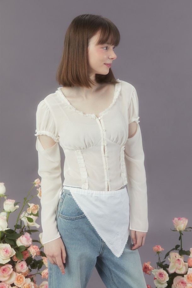 MARGARIN FINGERS - 블라우스 - [24SP] TWO-WAY CHIFFON BLOUSE (CREAM)