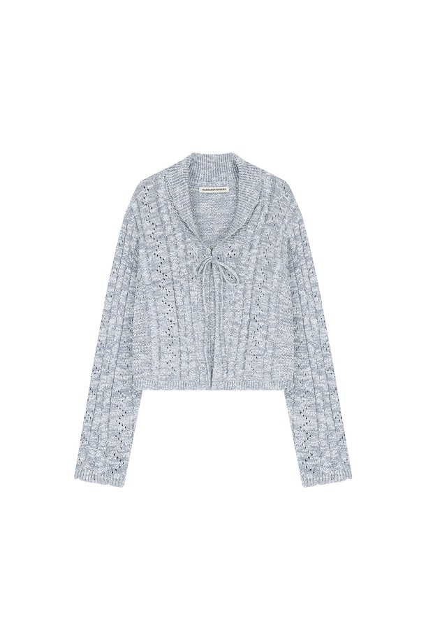 MARGARIN FINGERS - 가디건 - [23SPRING] SCALLOP PUNCHING CARDIGAN (BLUE)