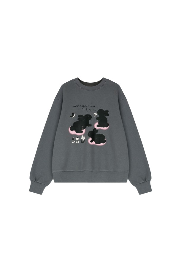 MARGARIN FINGERS - 스웻셔츠 - [23SPRING] BUNNIES SWEAT SHIRT (CHARCOAL)