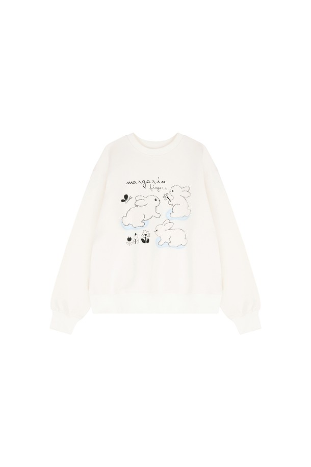 MARGARIN FINGERS - 스웻셔츠 - [23SPRING] BUNNIES SWEAT SHIRT (CREAM)