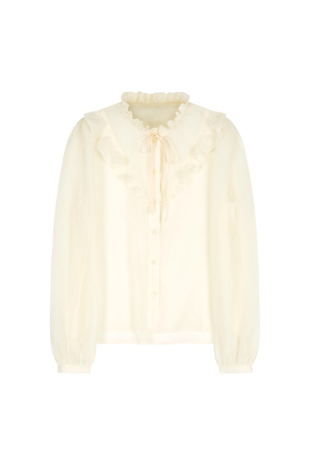 MARGARIN FINGERS - 블라우스 - [23SPRING] FRILL CHIFFON BLOUSE (CREAM)