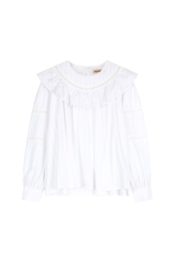 MARGARIN FINGERS - 블라우스 - [23SPRING] LACE TRIMMING BLOUSE (WHITE)