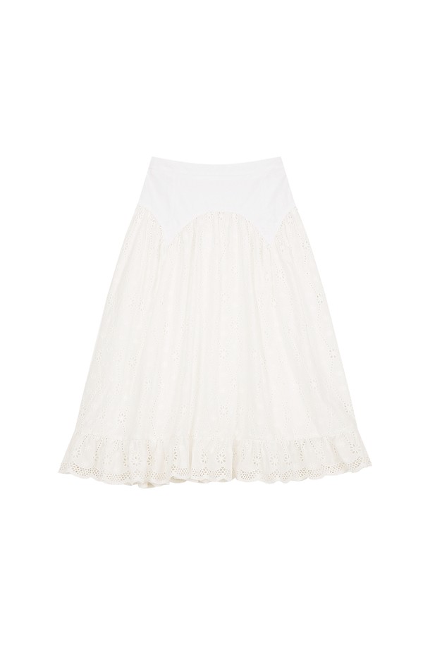 MARGARIN FINGERS - 롱스커트 - [23MID CAPSULE] EYELET CORSET SKIRT (WHITE)