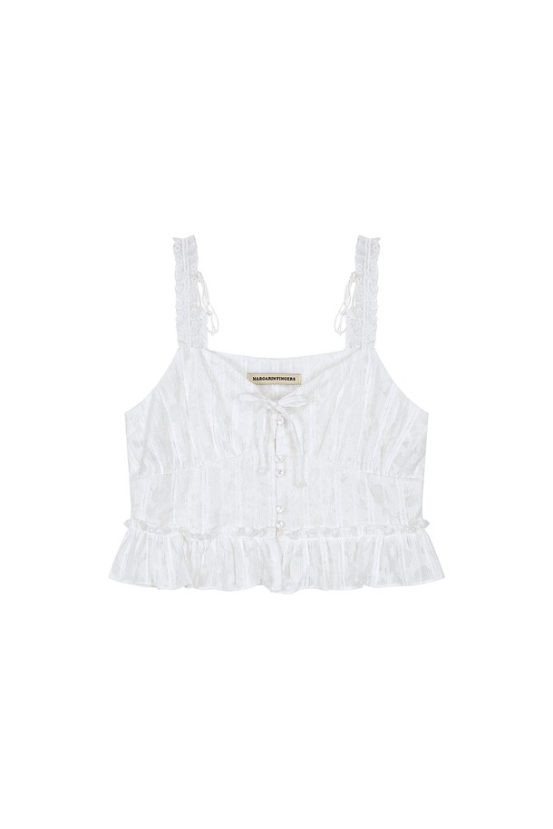 MARGARIN FINGERS - 블라우스 - [23 SUMMER] LACE FRILL SLEEVELESS TOP (WHITE)