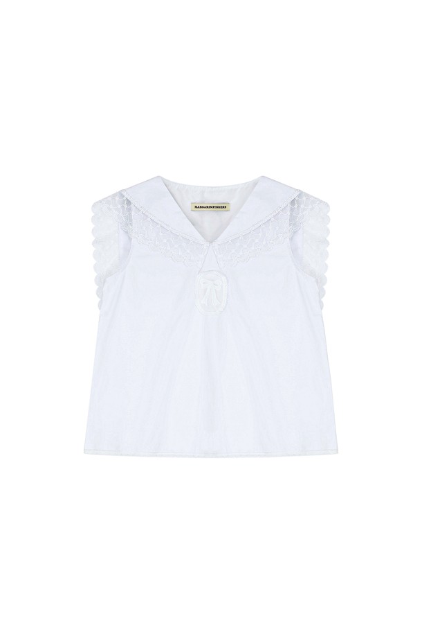 MARGARIN FINGERS - 블라우스 - [23 SUMMER] LACE SAILOR BLOUSE (WHITE)