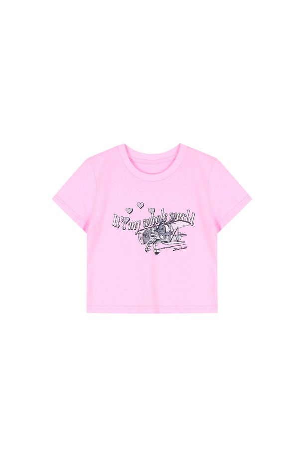 MARGARIN FINGERS - 반소매 티셔츠 - [23 SUMMER] FLYING BUNNY CROP T SHIRT (LIGHT PINK)