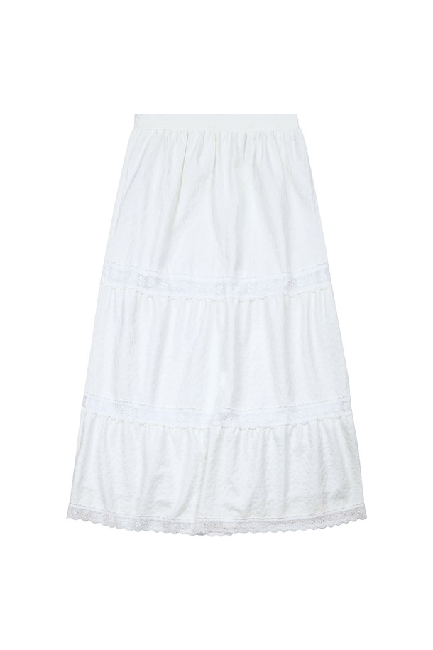 MARGARIN FINGERS - 롱스커트 - [23FW] LACE LONG SKIRT (WHITE)