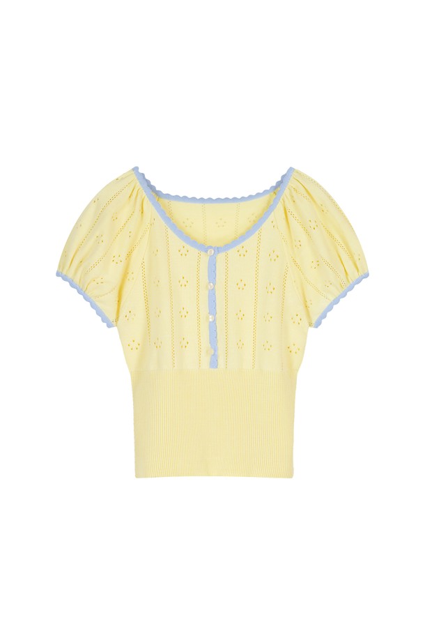 MARGARIN FINGERS - 스웨터 - [24SP] PETIT POINTELLE KNIT (LIGHT YELLOW)