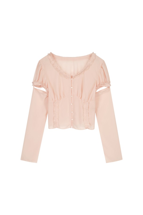 MARGARIN FINGERS - 블라우스 - [24SP] TWO-WAY CHIFFON BLOUSE (LIGHT PINK)