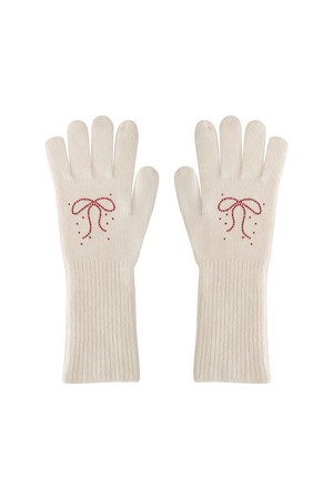 [23WINTER] RIBBON HOTFIX GLOVES (IVORY)