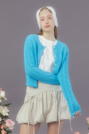 [24SP] HEART BUTTON CABLE CARDIGAN (AQUA BLUE)