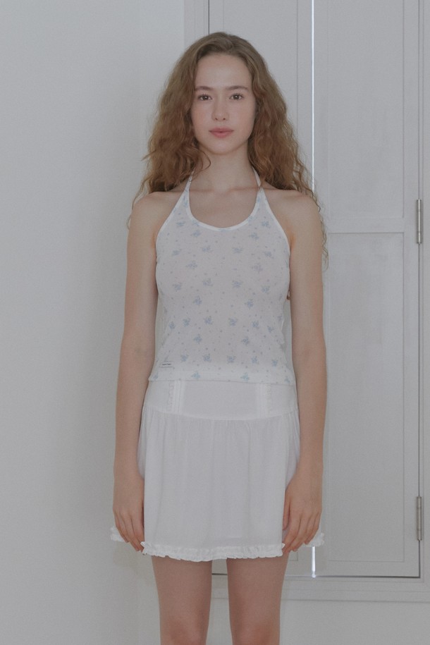 MARGARIN FINGERS - 민소매티셔츠 - [24SUMMER] FLORAL HALTER TOP (LIGHT BLUE)