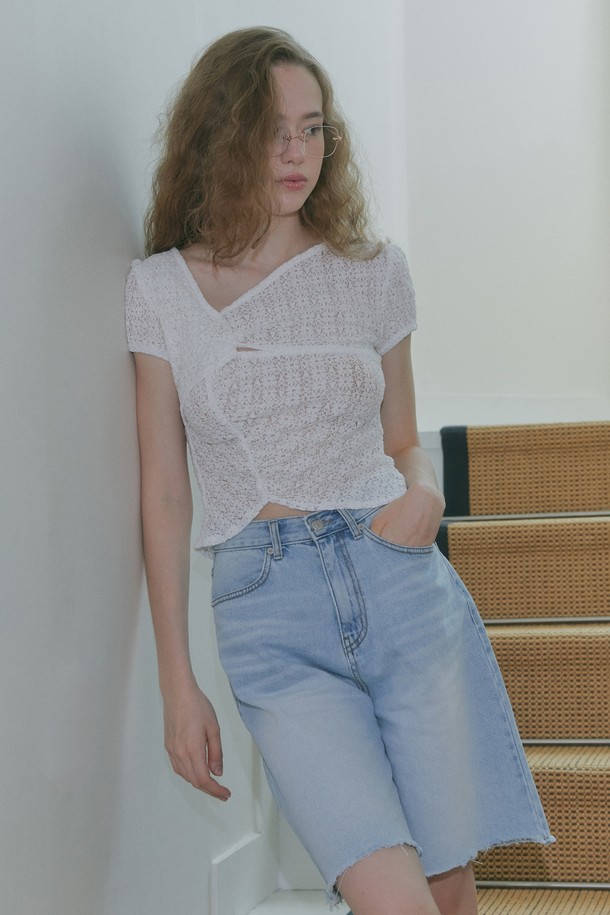 MARGARIN FINGERS - 쇼트팬츠 - [24SUMMER] DENIM BERMUDA PANTS (LIGHT BLUE)