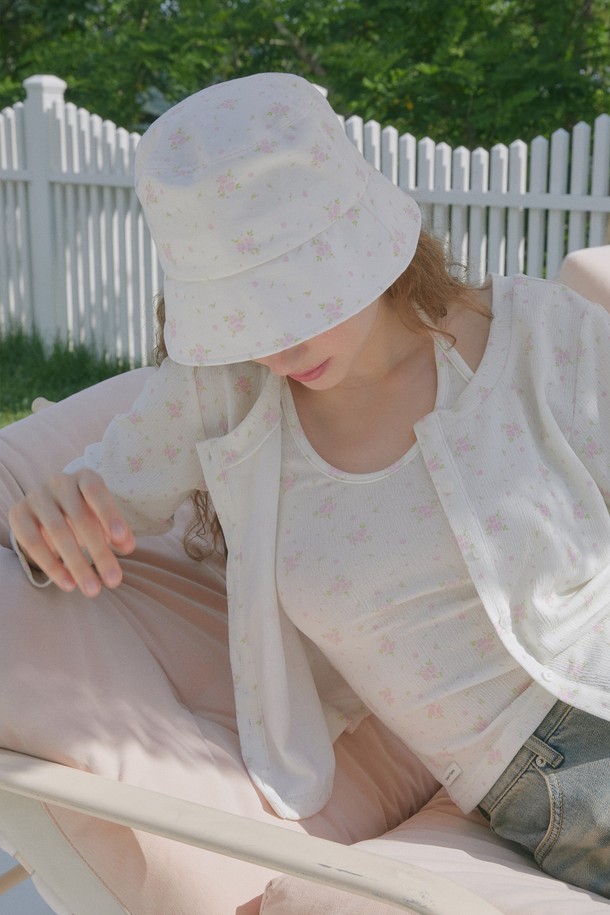 MARGARIN FINGERS - 모자 - [24SUMMER] FLORAL BUCKET HAT (LIGHT PINK)